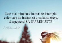 Cele mai minunate lucruri se întâmplă celor care au învățat să creadă, să spere, să aștepte și să nu renunțe!