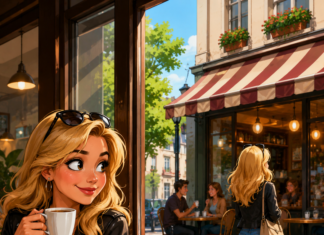 Blonda și cafeneaua